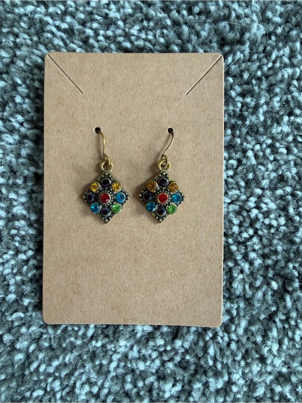 Multicolor Crystal Cluster Drop Earrings - Women Jewelry